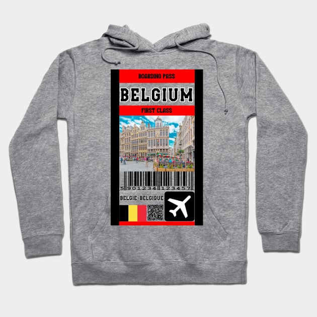 Belgium first class boarding pass Hoodie by Travellers
